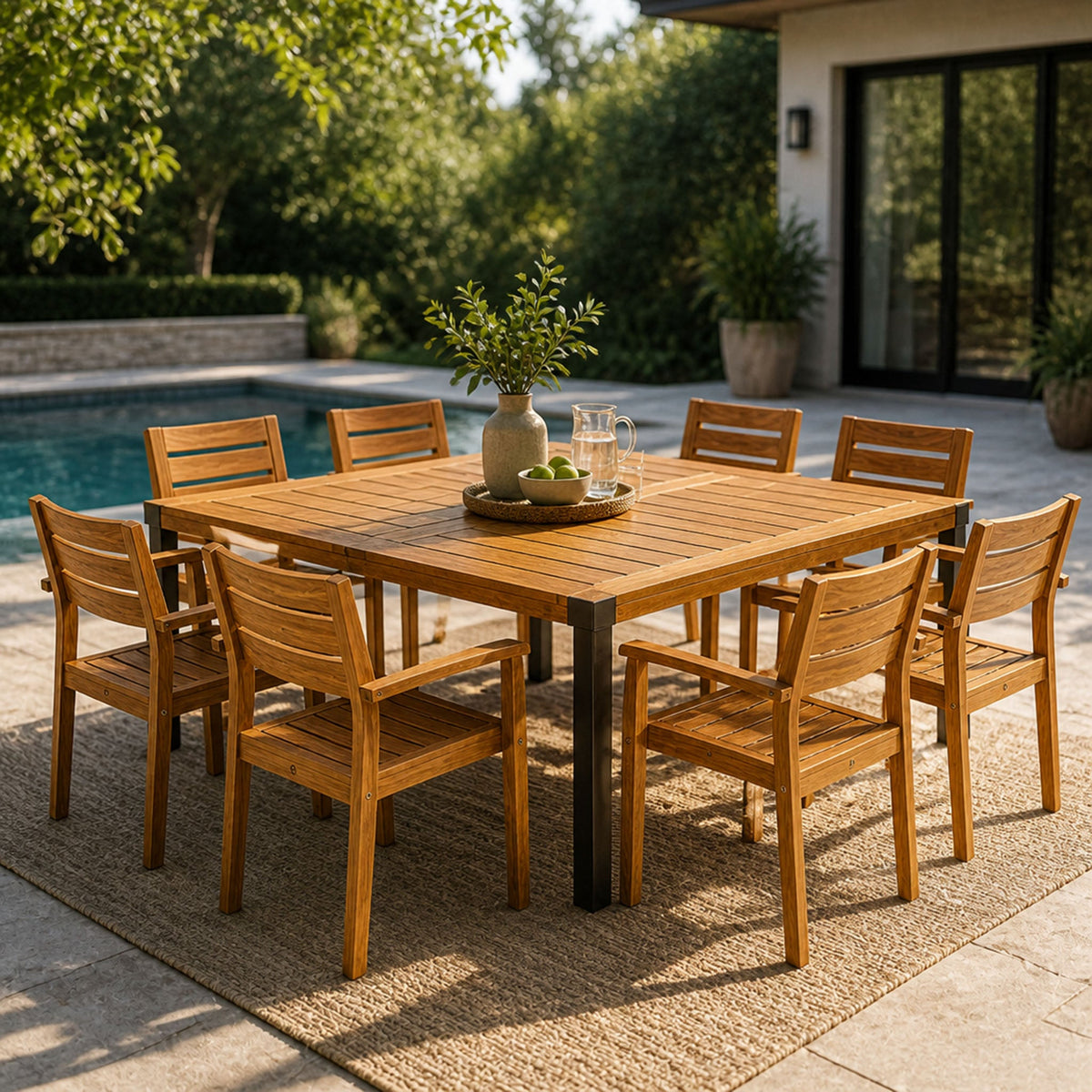 9-Piece Acacia Wood Outdoor Dining Set by HouseOfZazla