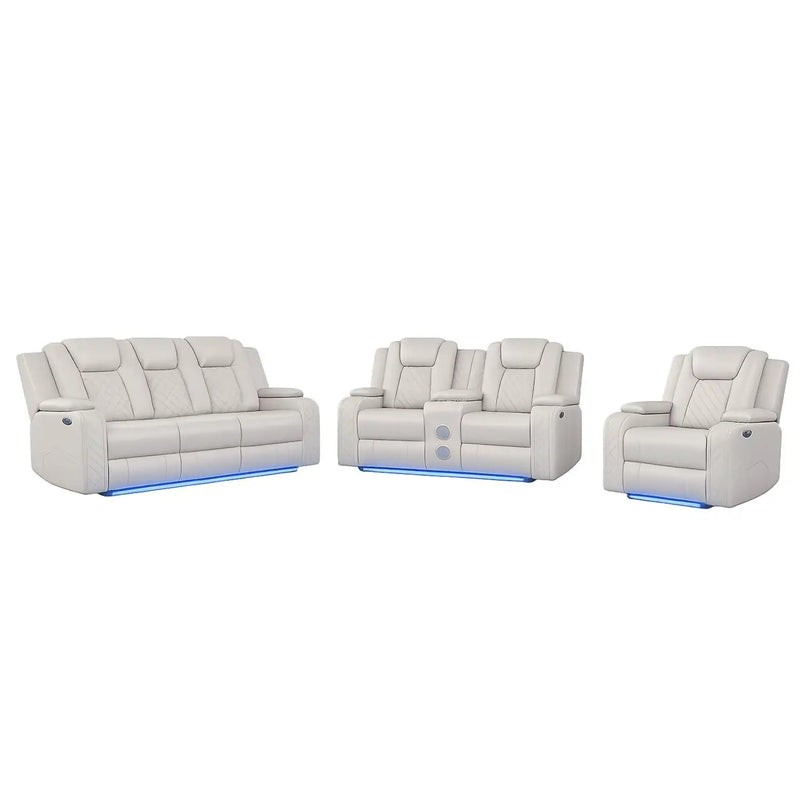 Benz - Power Recliner Set With LED Lighting And USB Charging by HouseOfZazla
