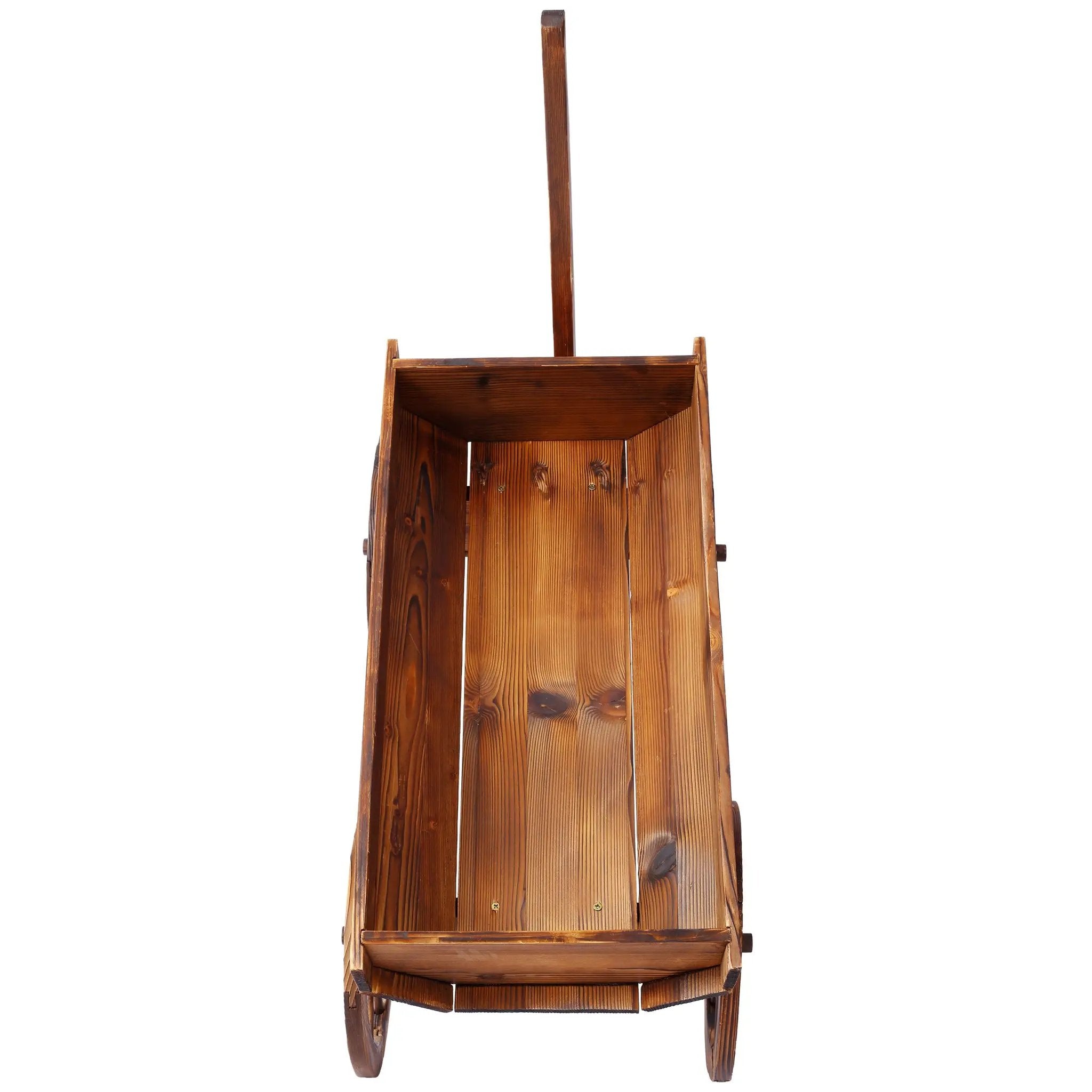 Wood Wagon Flower Planter Pot Stand With Wheels by HouseOfZazla