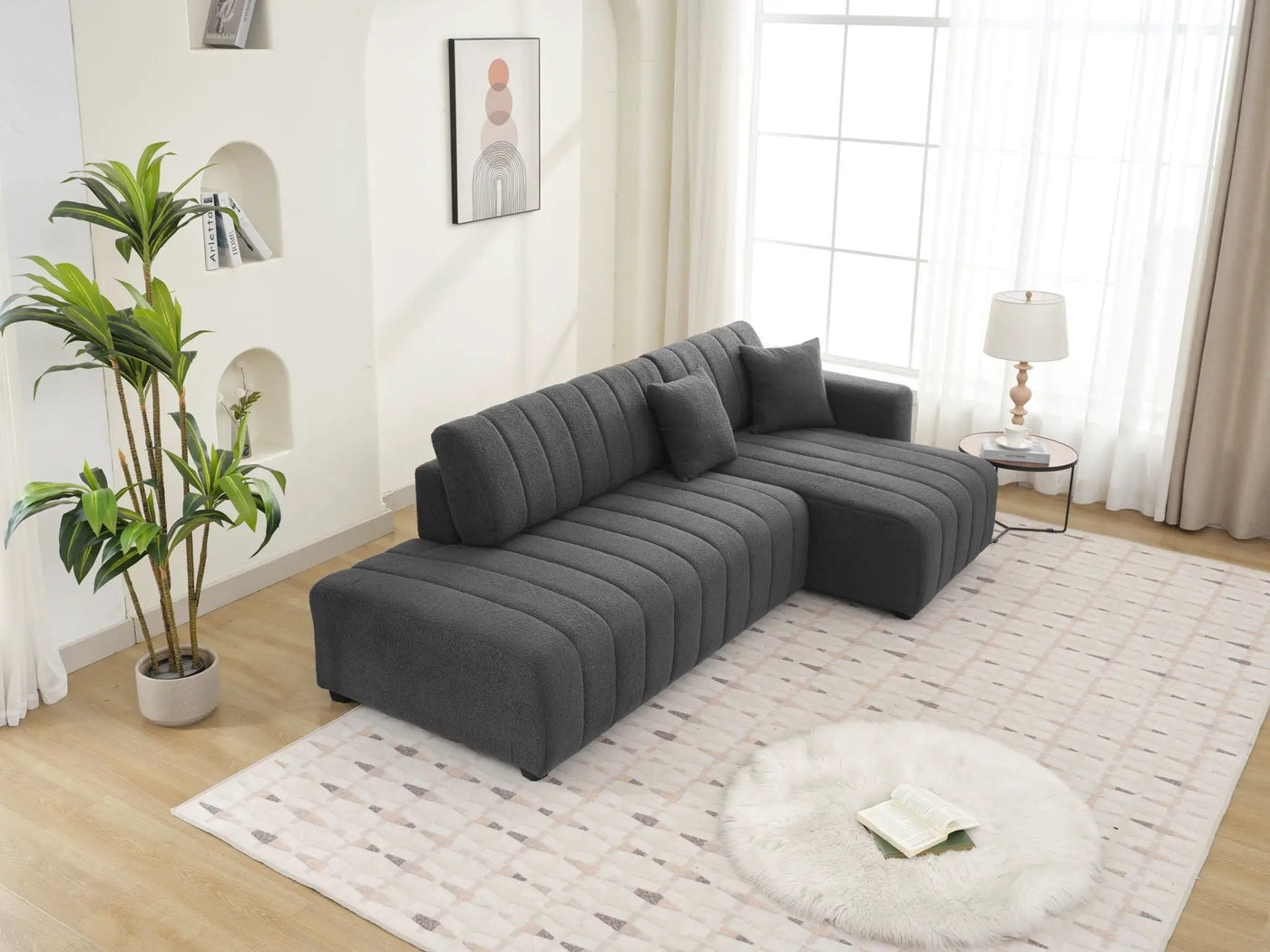 Jessica - Lamb Wool Sectional Sofa With Chaise by Unique Piece Furniture