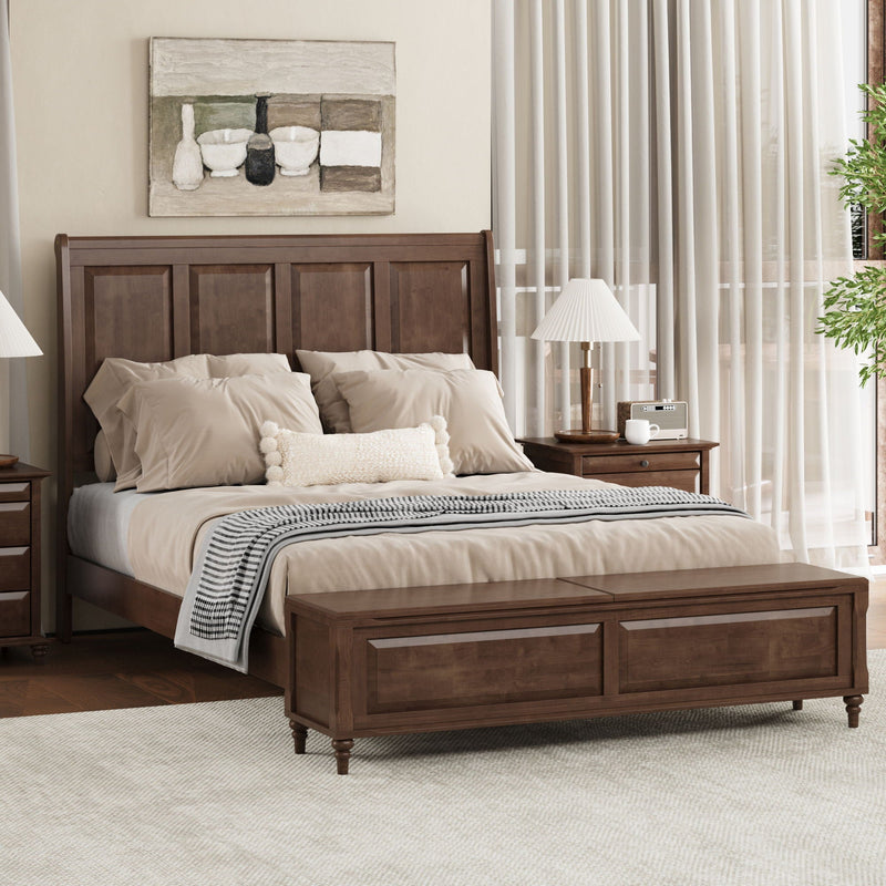 Sleigh Bed Frame With Tall Headboard And Storage Bench by HouseOfZazla