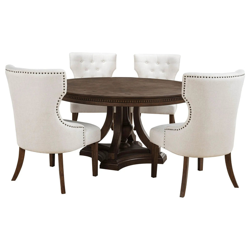 Ridgewell 5-piece Round Pedestal Dining Set Dark Oak by Unique Piece Furniture