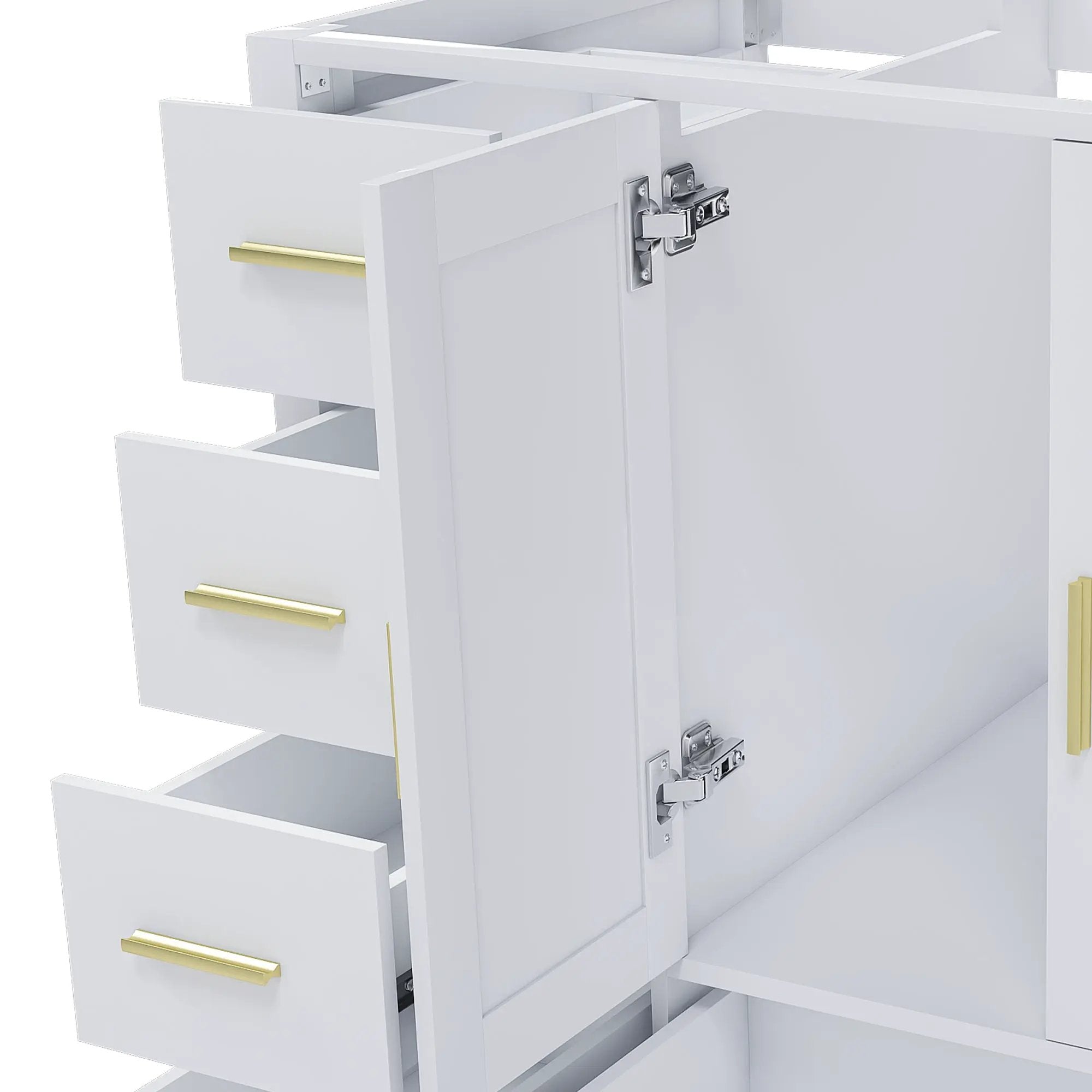 42" Bathroom Vanity Base Cabinet with 2 Soft-Close Double Doors & 9 Smooth Drawers by HouseOfZazla