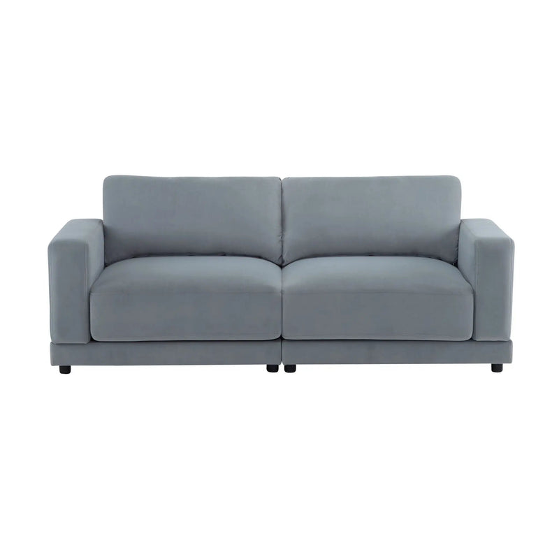 Modern Square Arm Sofa With Soft Fabric Upholstery, Deep Cushions by HouseOfZazla