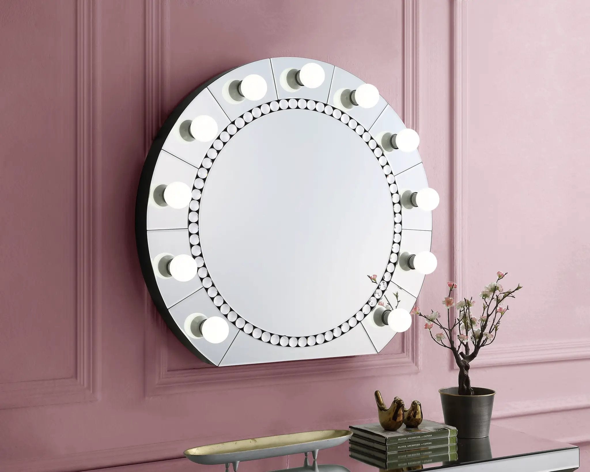 Farai Glam Mirrored & Faux Crystal Diamonds Wall Décor Mirror by HouseOfZazla