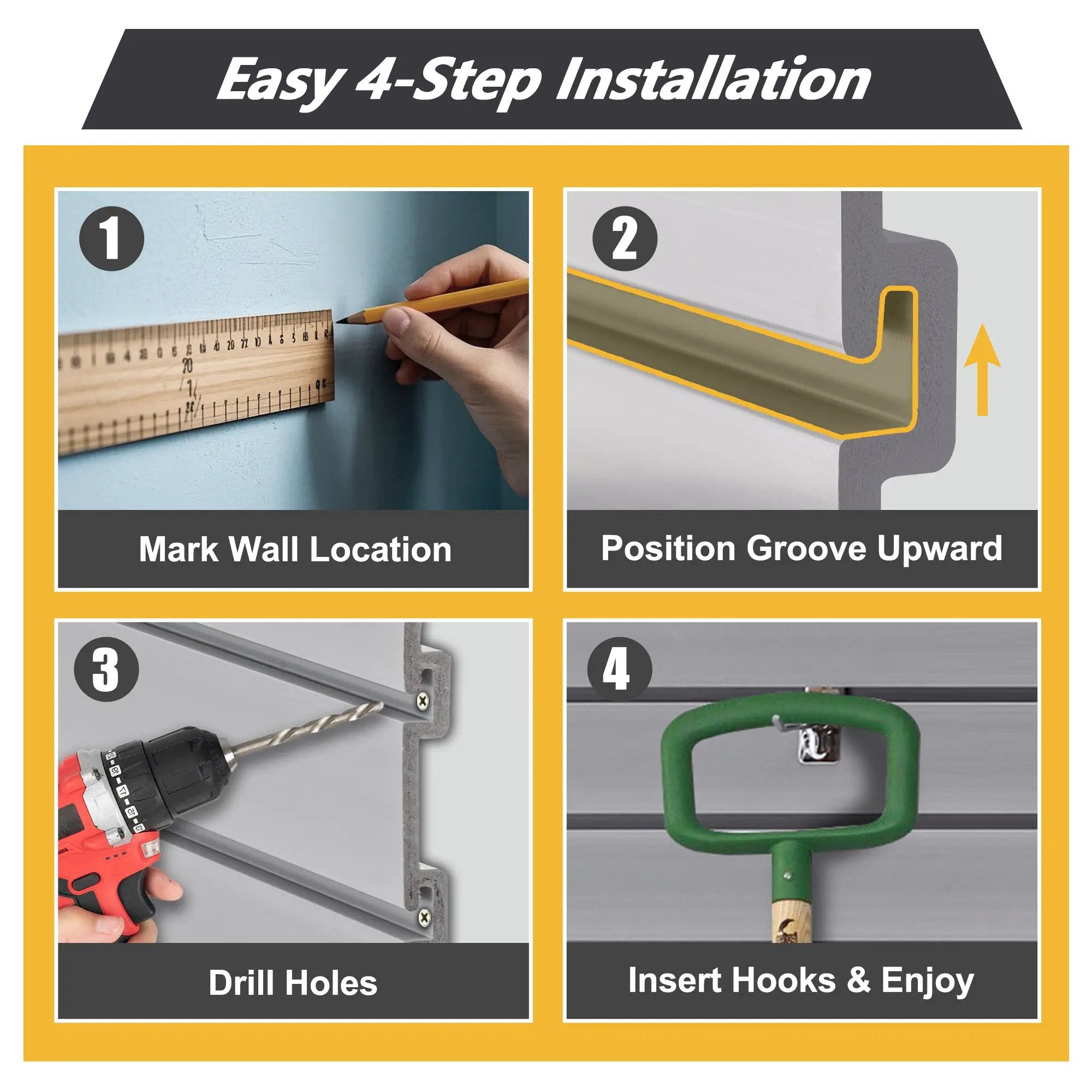Heavy Duty PVC Slatwall Garage Organizer, 8ft x 4ft by HouseOfZazla