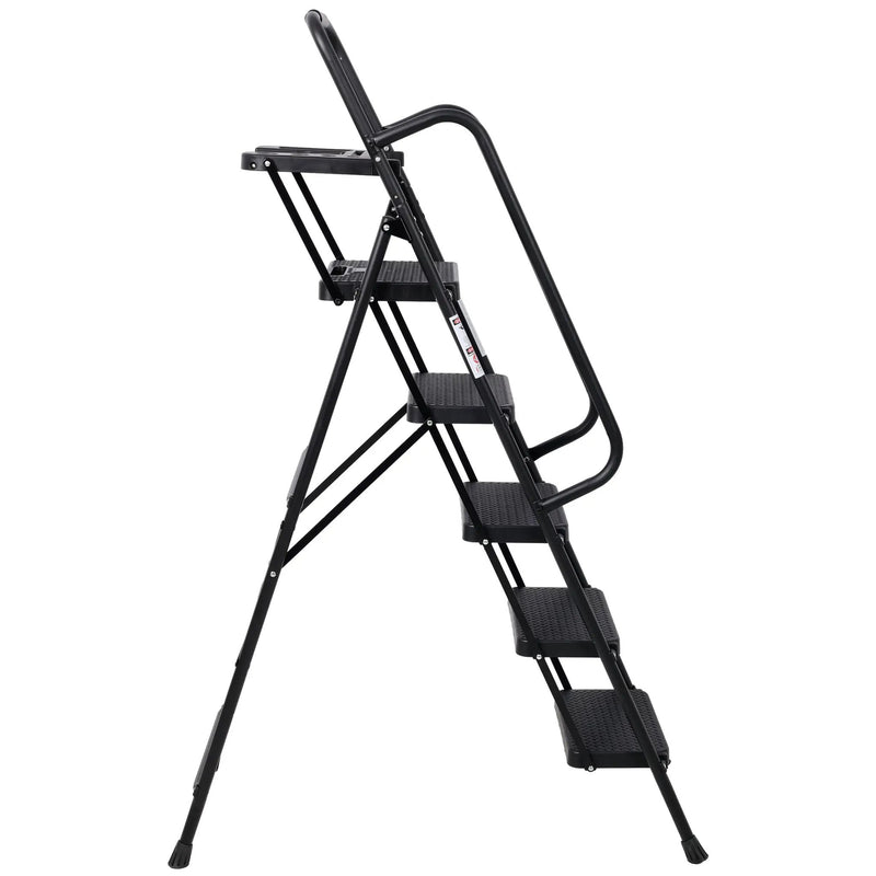 G&H 5 Step Folding Ladder with Wide Anti-Slip Pedal and Handrail by HouseOfZazla