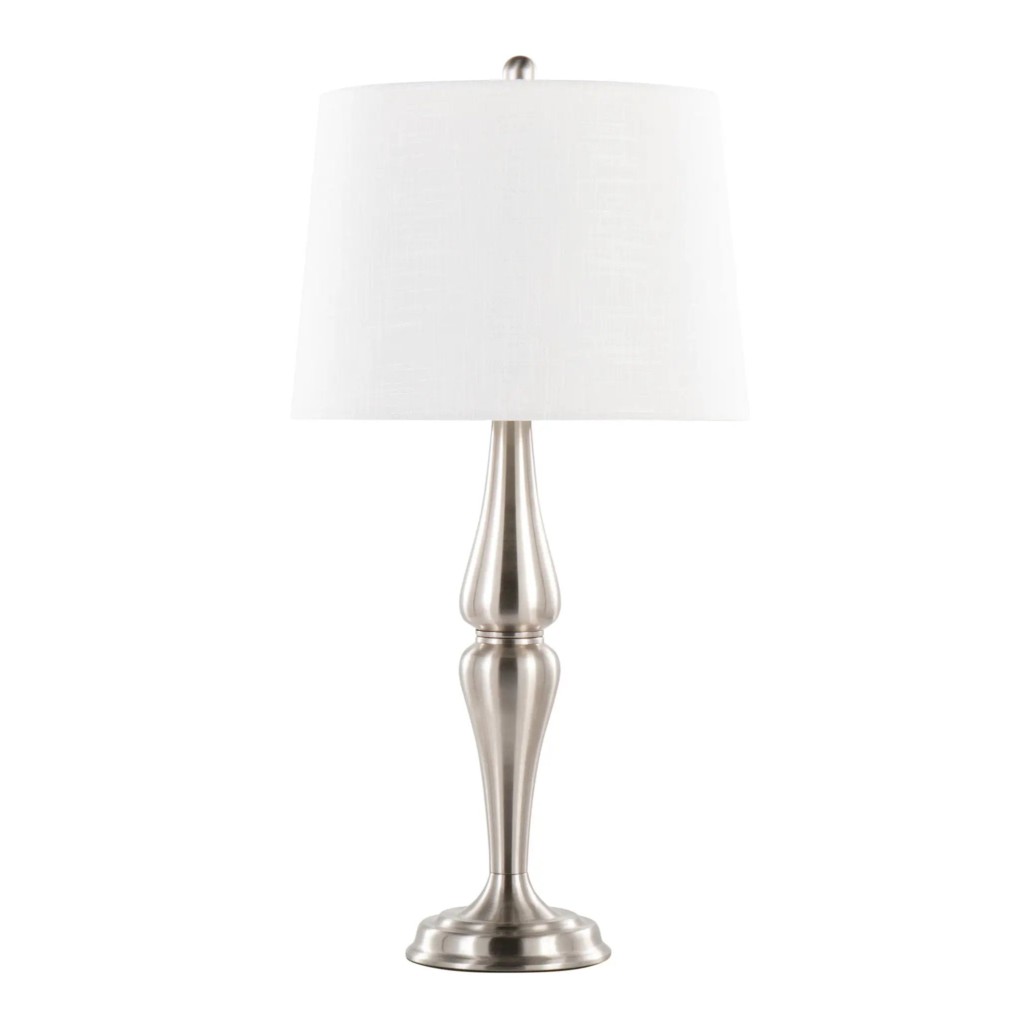 Sawyer - Contemporary Table Lamp (Set of 2) - Nickel / White by HouseOfZazla
