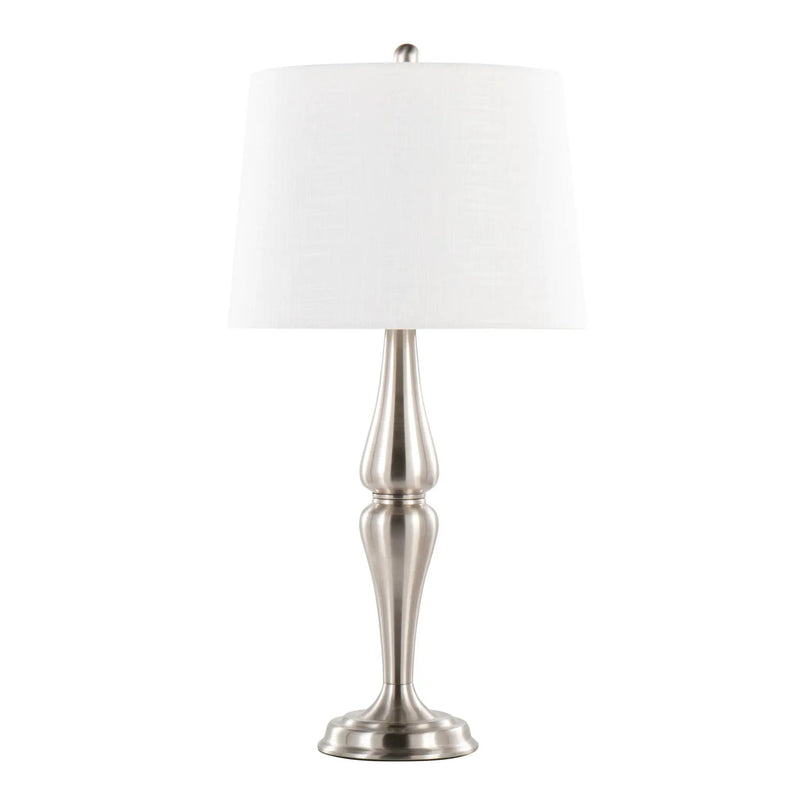 Sawyer - Contemporary Table Lamp (Set of 2) - Nickel / White by HouseOfZazla