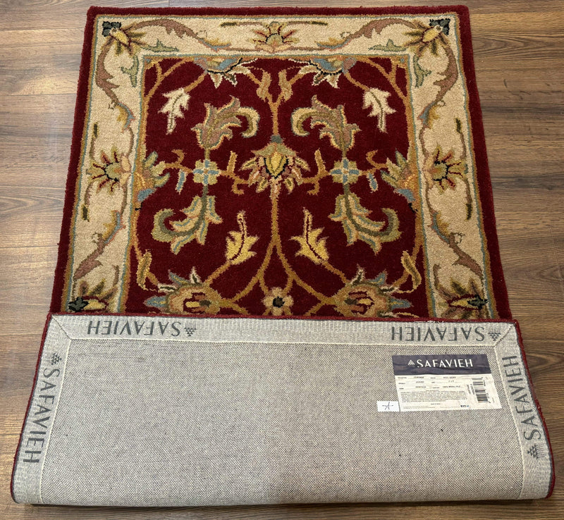 Small Floral Wool Rug 3x5, Safavieh Heritage Collection, Dark Red, Pair A by Jewel Rugs