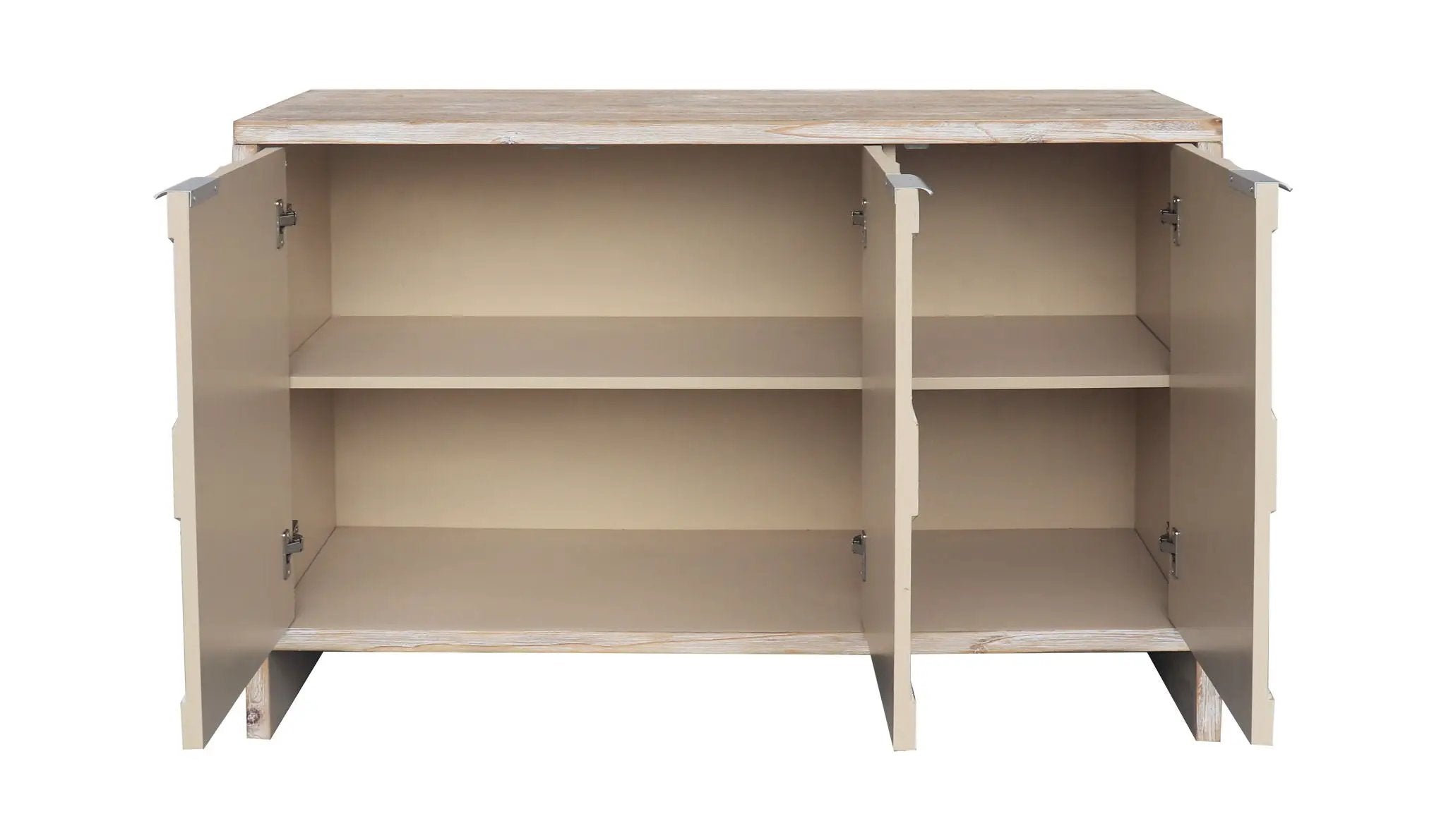 Accent Cabinet Farmhouse Style 3 Door Wooden Cabinet Sideboard Buffet Server Cabinet Storage Cabinet, For Living Room - Natural Wood Wash by HouseOfZazla