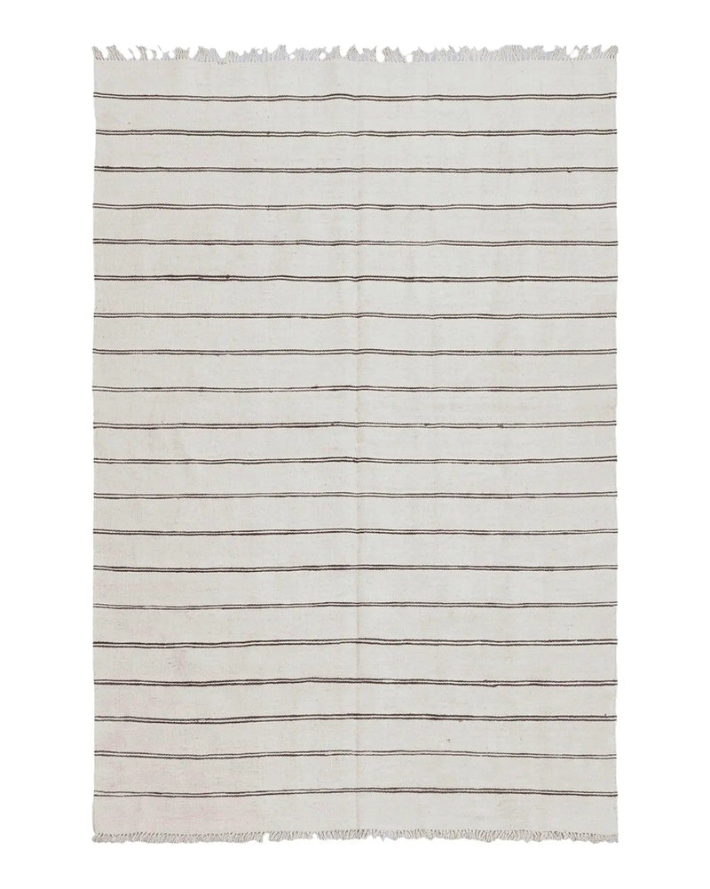 New Turkish Kilim Rug, Striped Area Rug, Southwestern Style, Off-white/Ivory Color, 5x8 Kilim Carpet, Hand-Knotted, Flatweave, Wool by Jewel Rugs