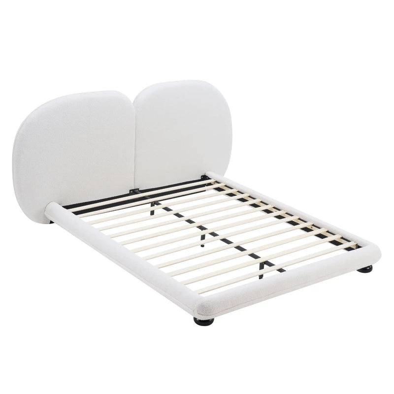 Extra Thick Upholstered Platform Bed Frame with Luxury Split Headboard by HouseOfZazla