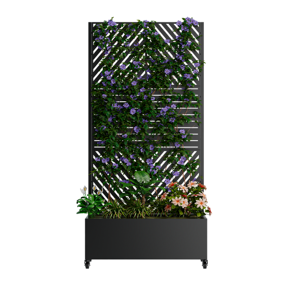 Metal Planter Box with Trellis, 73'x35'x16 Raised Garden Bed