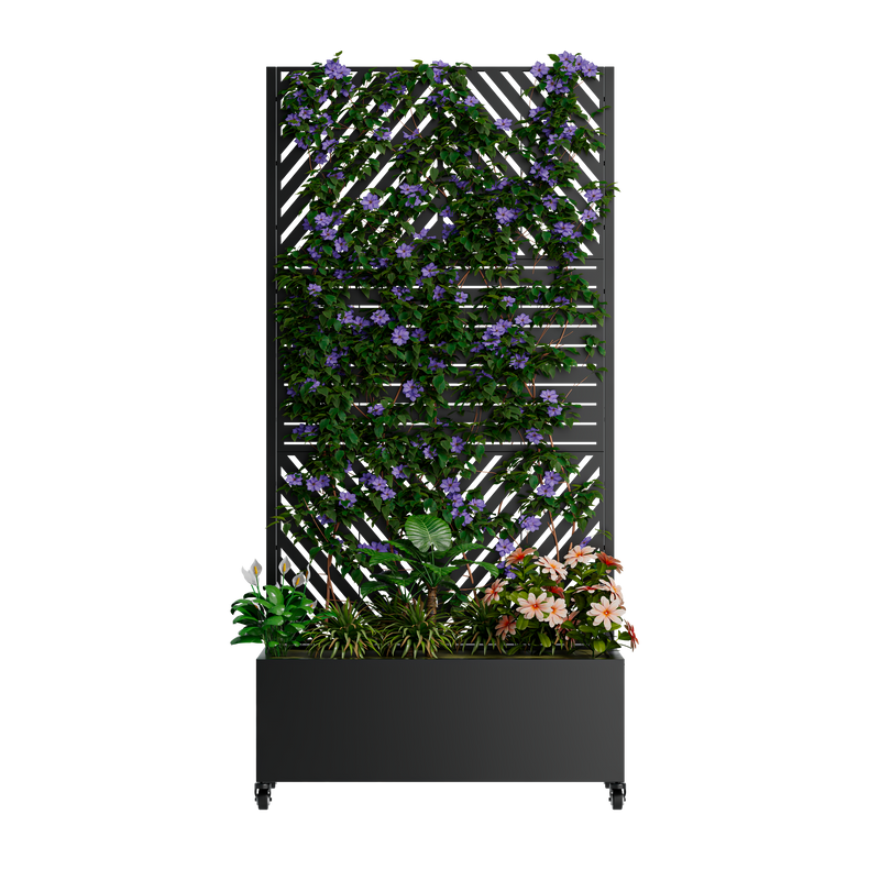 Metal Planter Box with Trellis, 73'x35'x16 Raised Garden Bed by HouseOfZazla