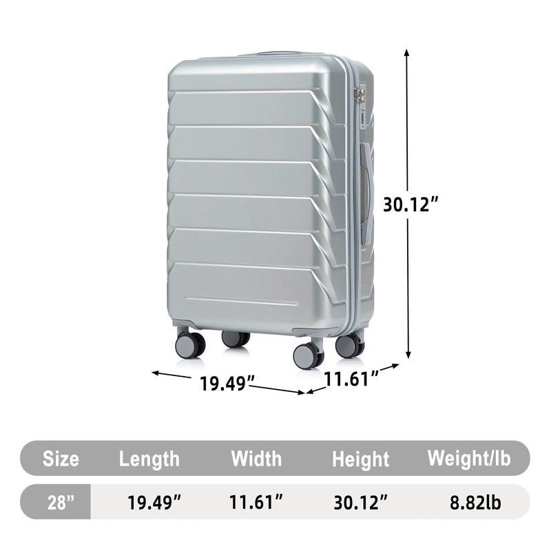 28 Inch ABS Hard Shell Large Travel Checked Luggage - Silver by HouseOfZazla