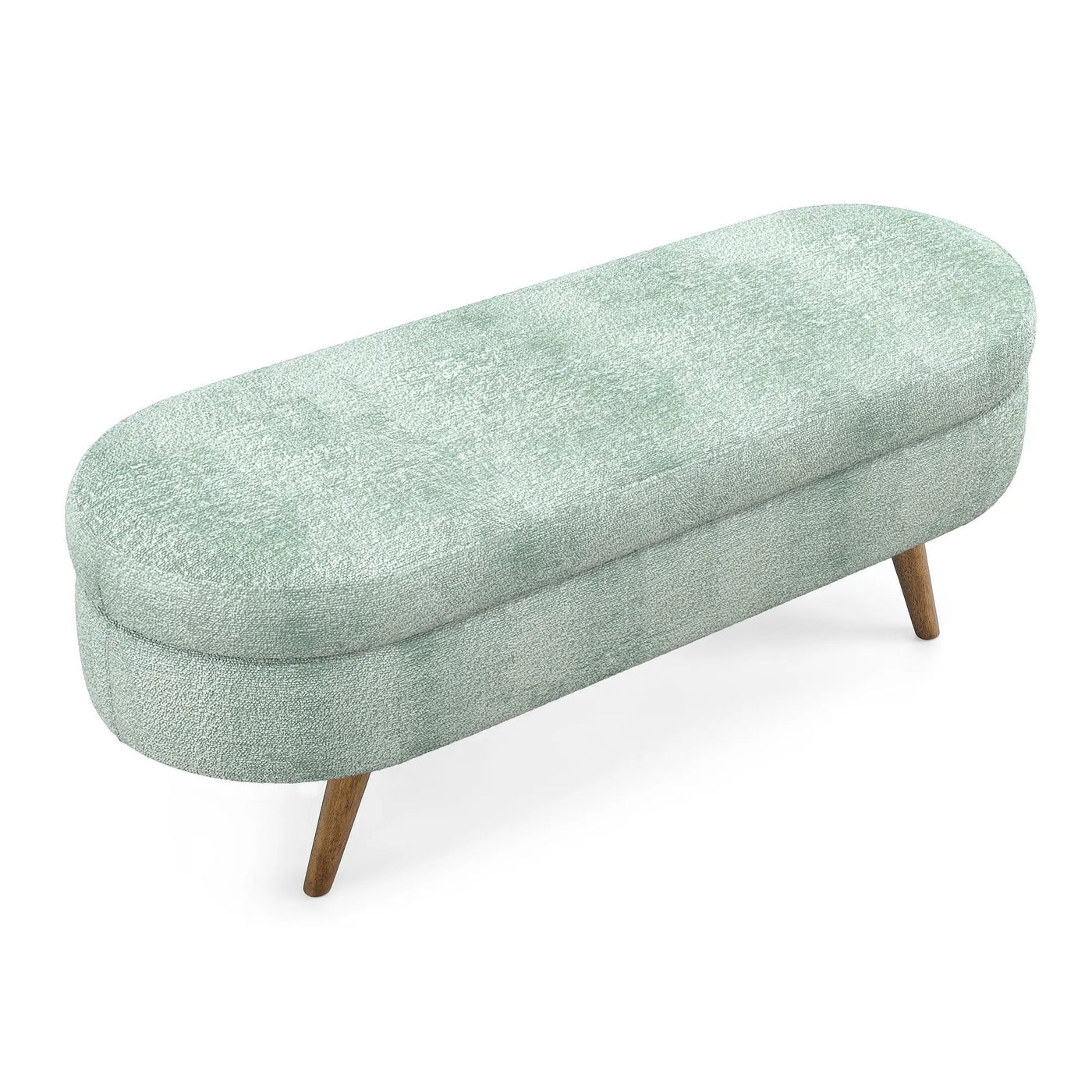 Modern Ottoman Oval Storage Bench With Rubber Wood Legs by HouseOfZazla
