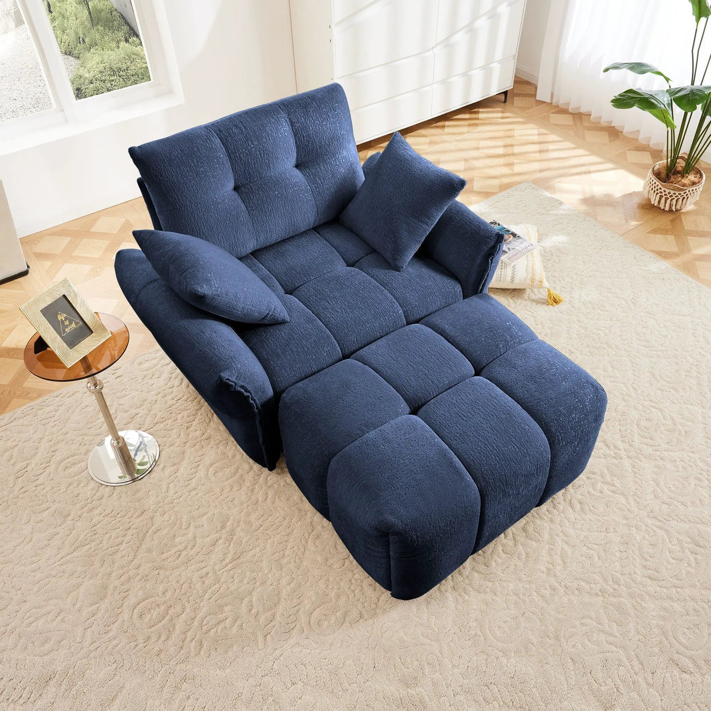 Ergonomic Single Seater Sofa With Ottoman, High Resilience Support Cushions by Unique Piece Furniture