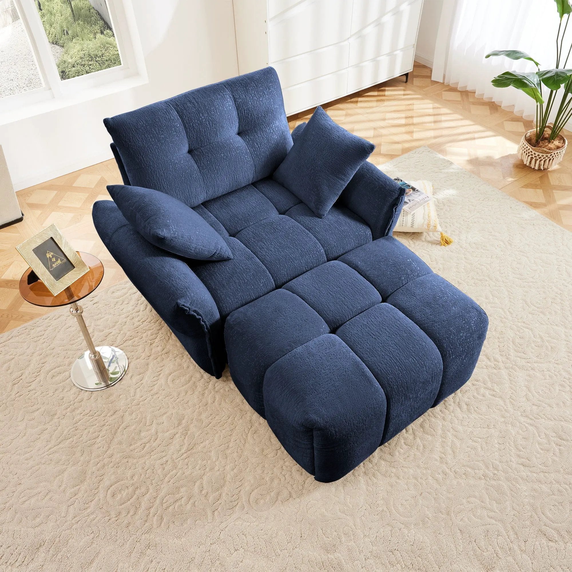 Ergonomic Single Seater Sofa With Ottoman, High Resilience Support Cushions by HouseOfZazla