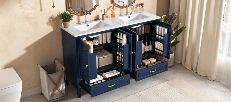 60" Bathroom Vanity with Double Sink Combo Set by HouseOfZazla