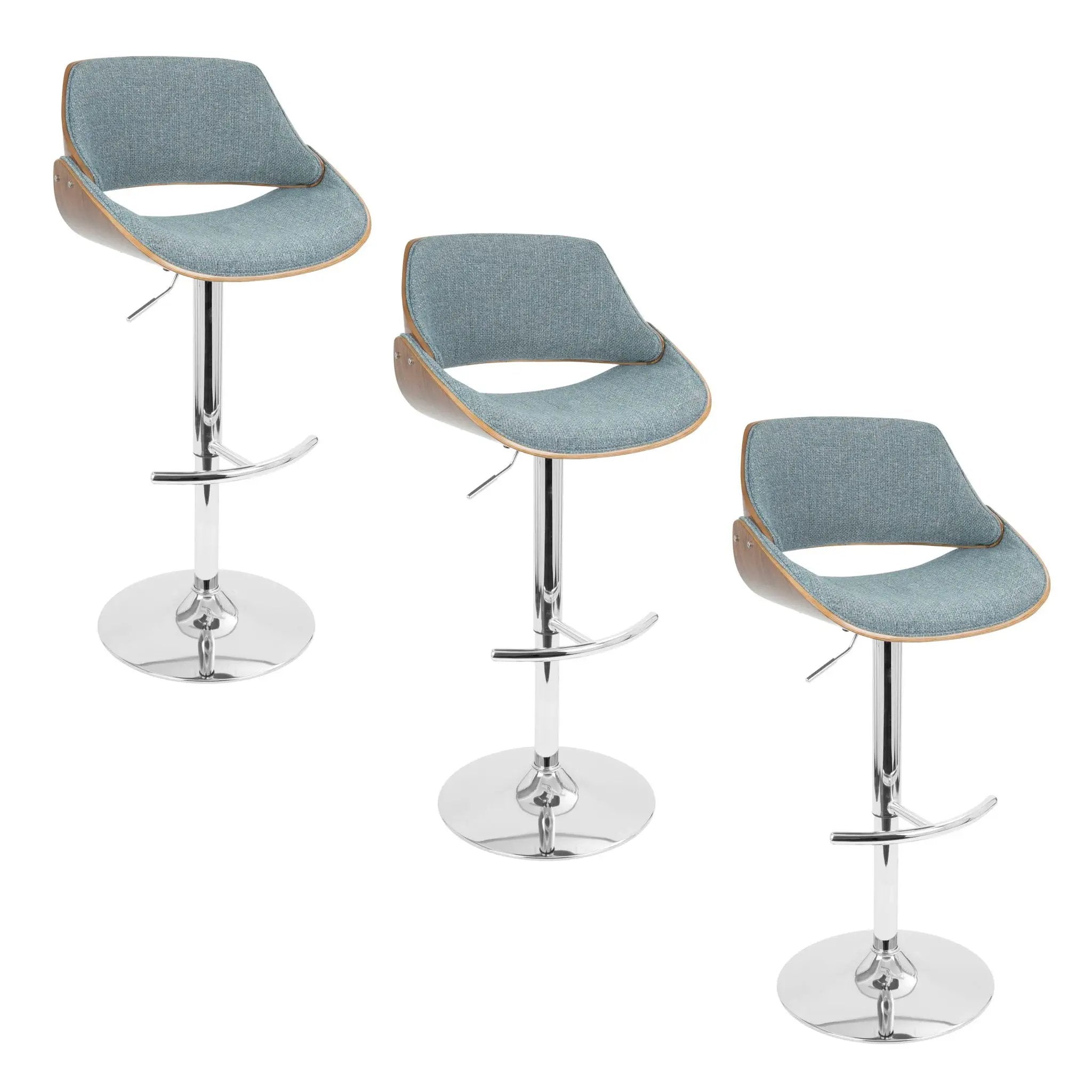 Fabrizzi - Mid Century Modern Adjustable Barstool With Swivel With Rounded T Footrest (Set of 3) by Unique Piece Furniture
