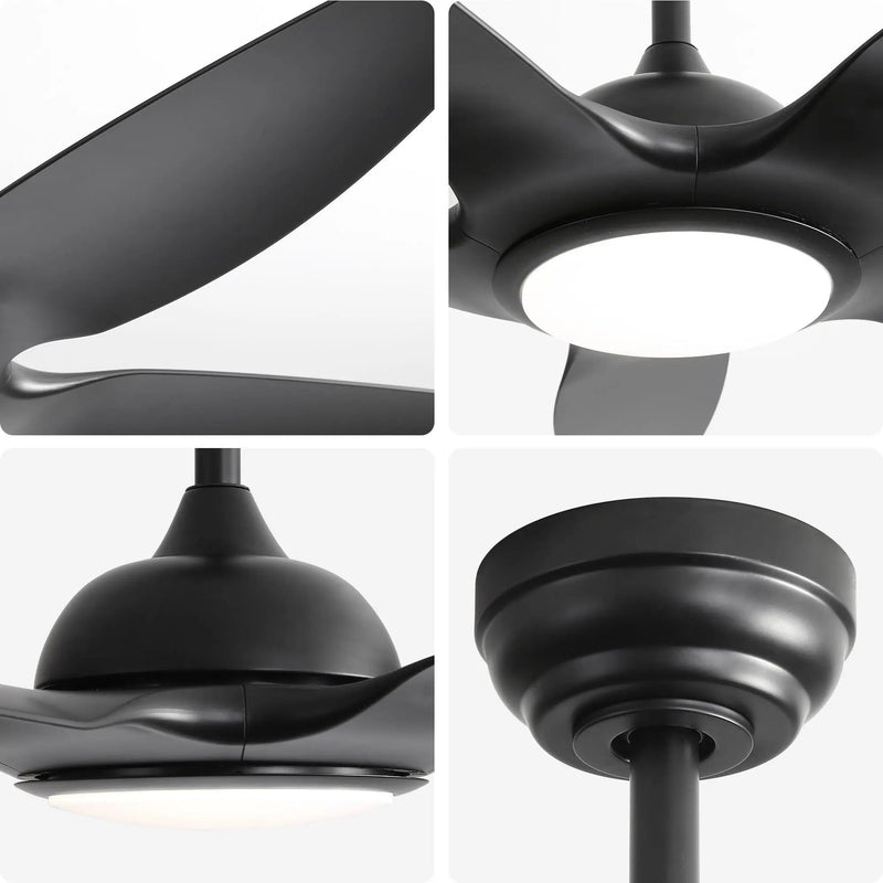Ceiling Fan With Dimmable LED Light And Remote Control, 5 Blades DC Motor - Black by HouseOfZazla