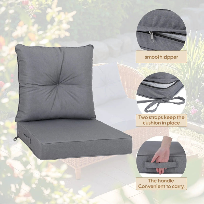 Outdoor Deep Seat Cushions for Patio Furniture, Set of 2 by HouseOfZazla