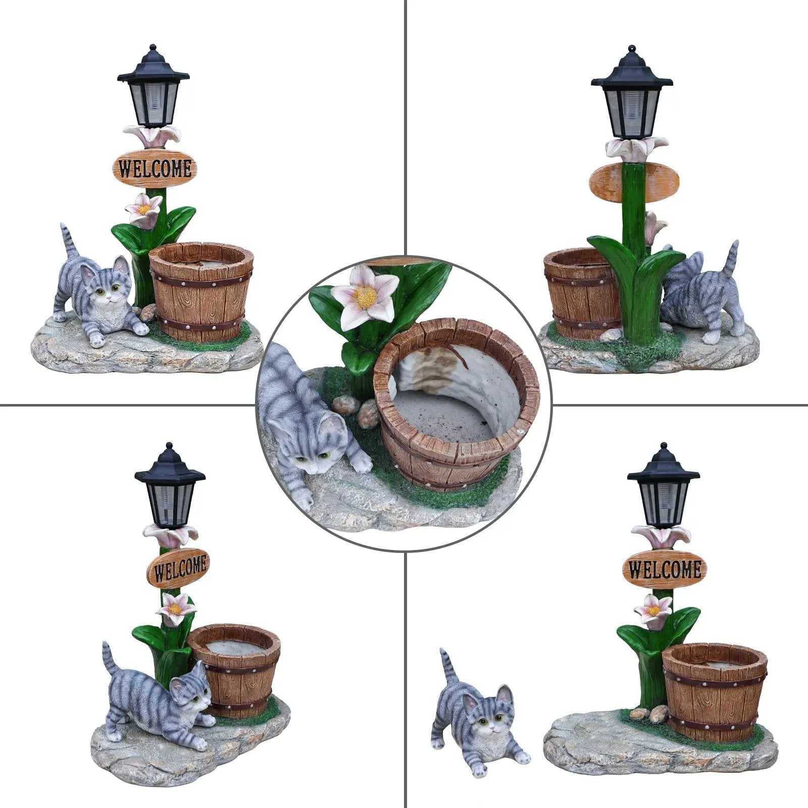 Lying Cat Solar Planter Garden Decor by HouseOfZazla