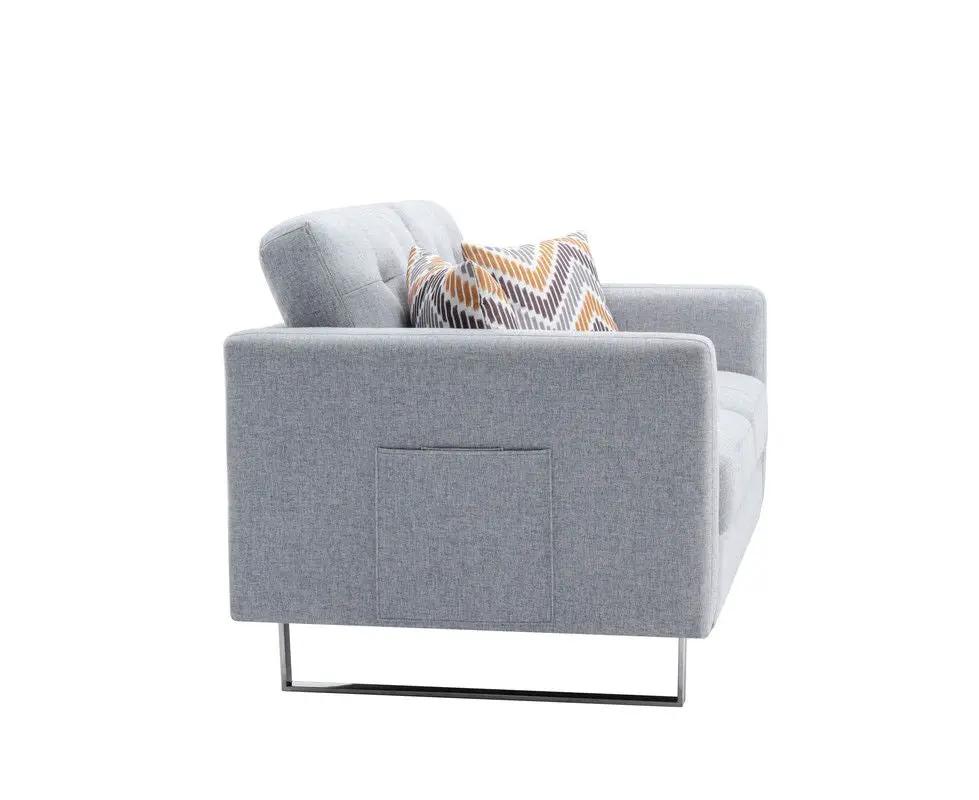 Victoria - Fabric Loveseat With Metal Legs, Side Pockets, And Pillows by HouseOfZazla