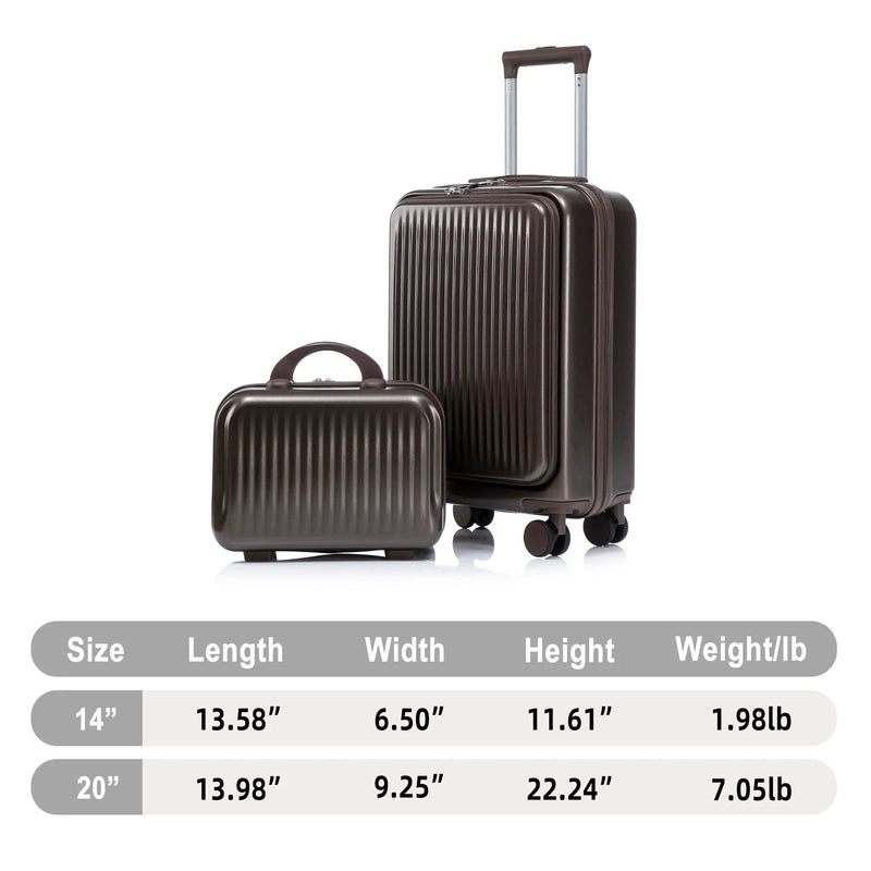 14' & 20' ABS Spinner Wheel Luggage Set with Cosmetic Case by HouseOfZazla