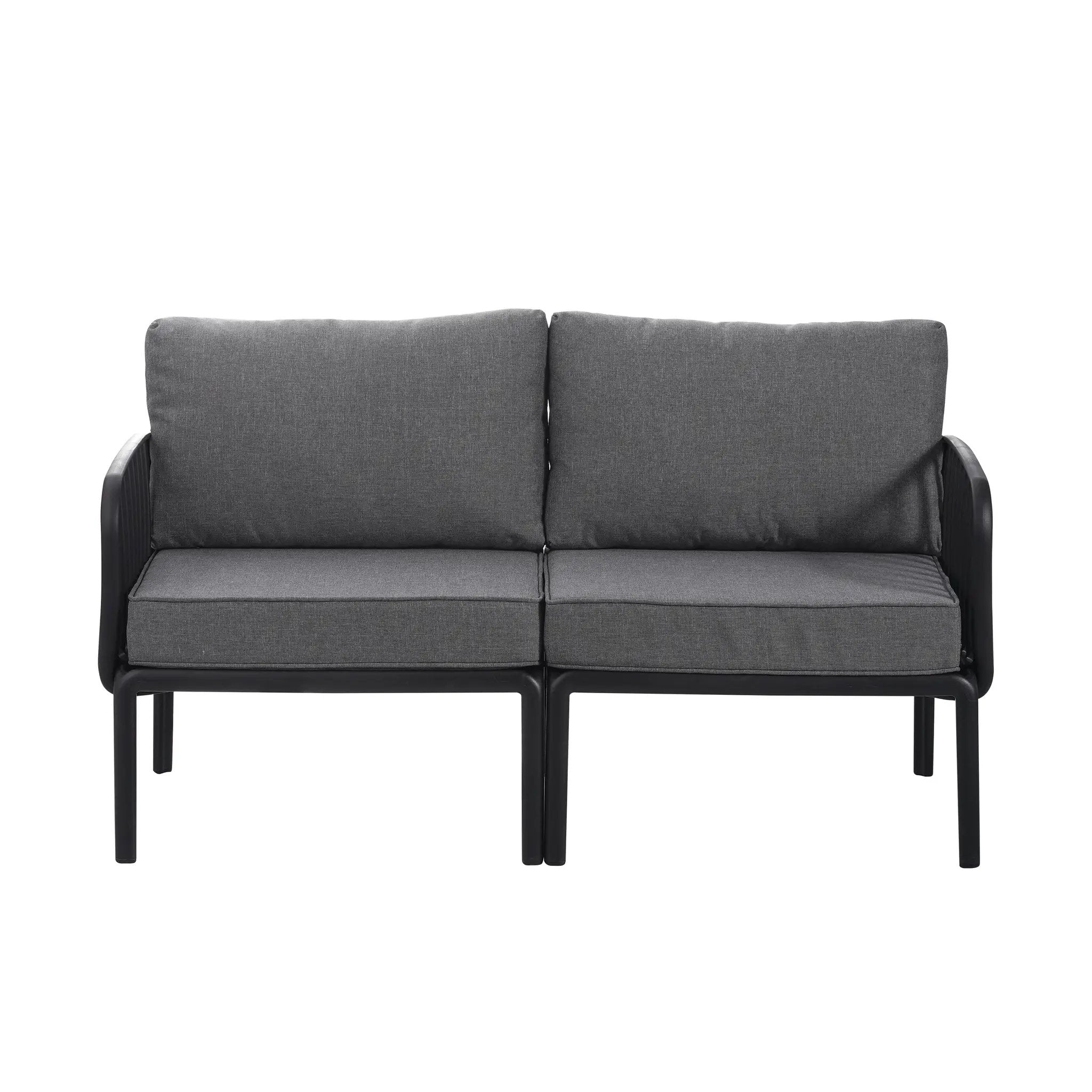 3 Piece Patio Conversation Sets, Modern Outdoor Patio Sectional Furniture Set with Square Coffee Table by HouseOfZazla