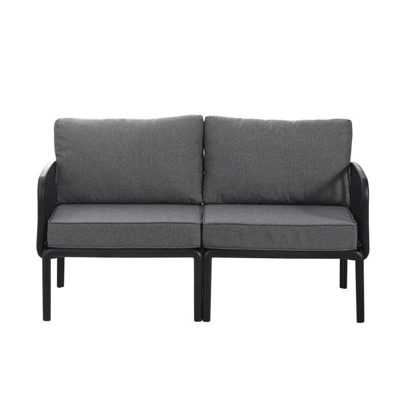 3 Piece Patio Conversation Sets, Modern Outdoor Patio Sectional Furniture Set with Square Coffee Table by HouseOfZazla