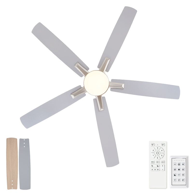 Mordern Flush Mount Ceiling Fan With Light And Remote Control by HouseOfZazla
