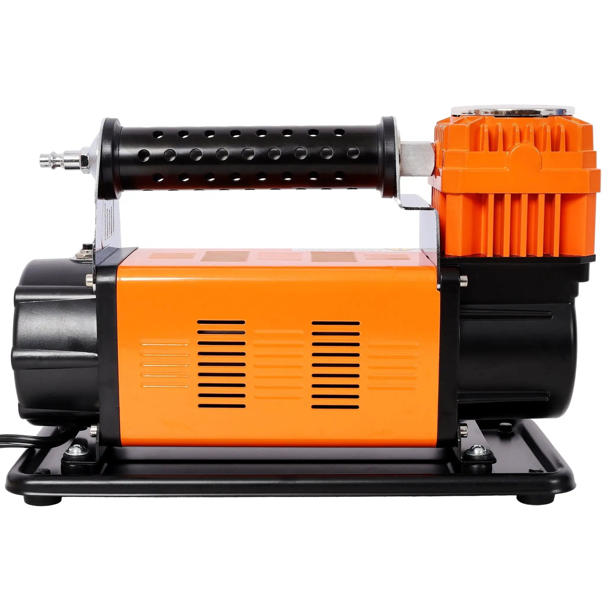 Heavy Duty 12V Air Compressor, Tire Inflator With Pressure Gauge, Compact Size - Black / Orange by HouseOfZazla