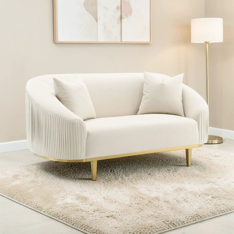 Martina - Loveseat With 2 Pillows - Ivory by HouseOfZazla