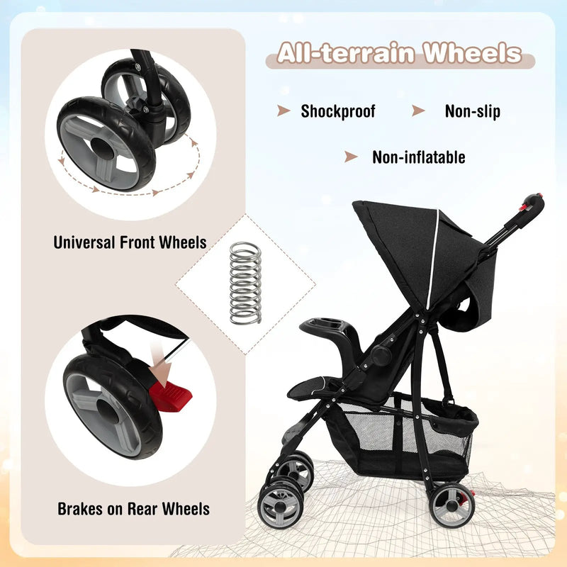 Toddler Travel Stroller for Airplane with Canopy and Adjustable Backrest by DirectDeals