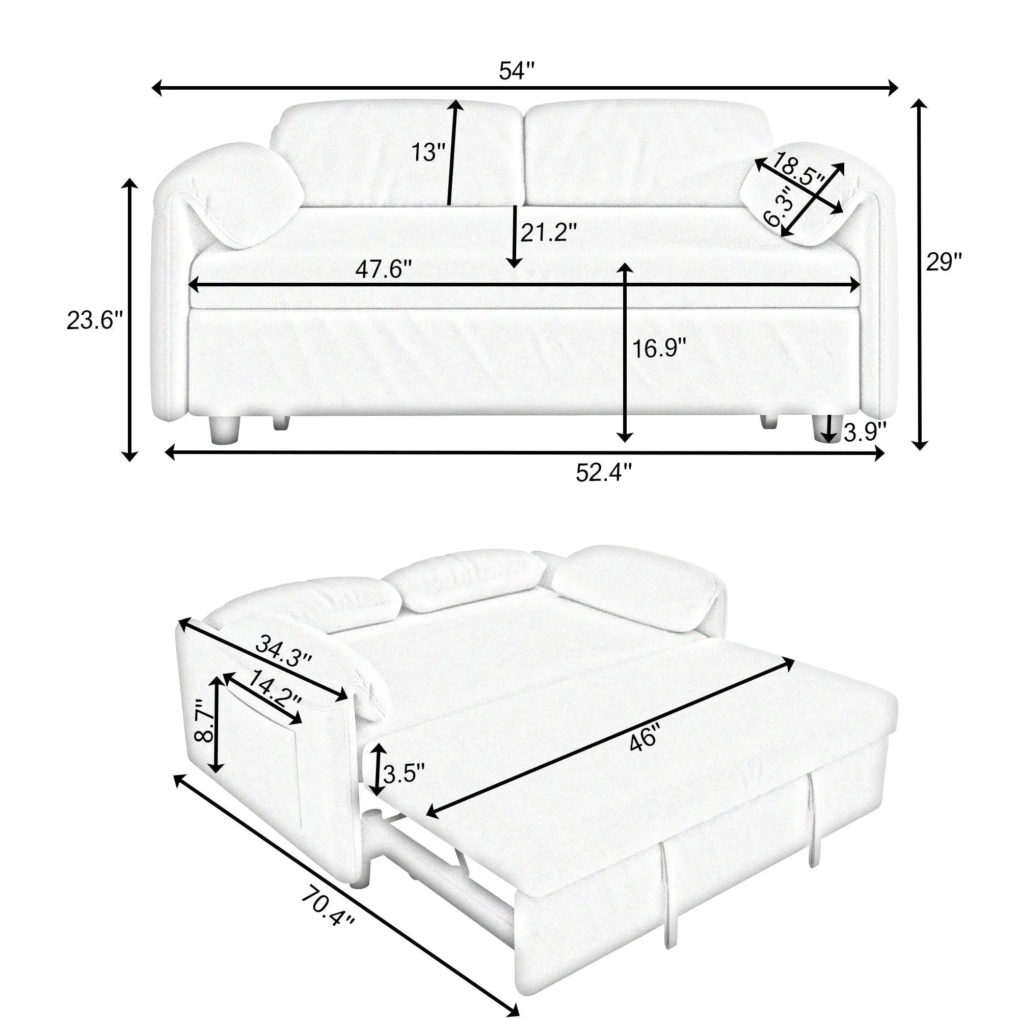 Sofa, Dual Purpose Lounge With Retractable Queen Size Bed by HouseOfZazla