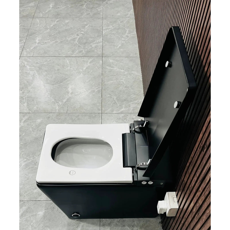 Black Square Smart Toilet with Built-In Tank and Remote Control by HouseOfZazla