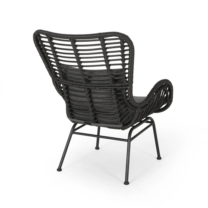 Modern Aesthetic Outdoor Rattan Accent Chair With Metal Legs by HouseOfZazla