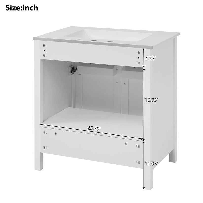 30-Inch Bathroom Vanity with Ceramic Sink and Ample Storage by HouseOfZazla
