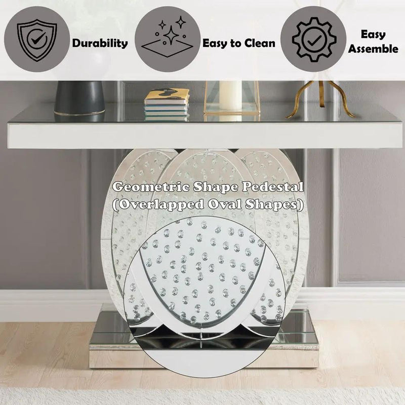 Nysa - 47"L Console Table - Mirrored & Faux Crystals by Unique Piece Furniture