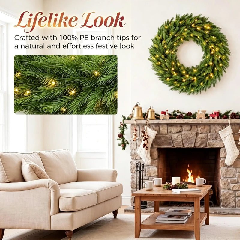 36 in Pre-Lit Norwegian Spruce Christmas Wreath, photo 4 of 9