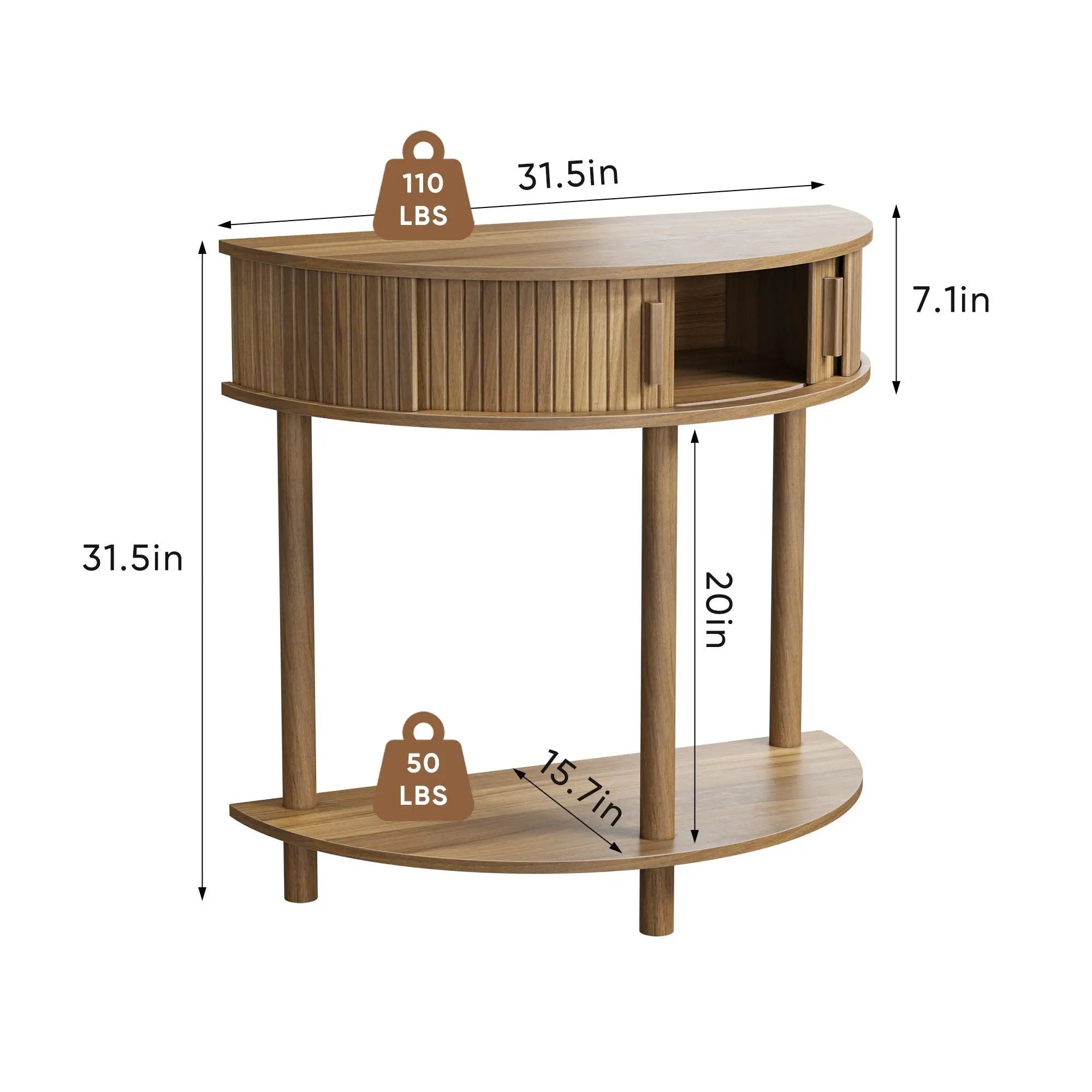 Half Moon Console Table For Living Room - Walnut by Unique Piece Furniture