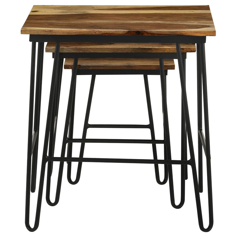 3 Piece Nesting Table With Hairpin Legs - Brown by HouseOfZazla