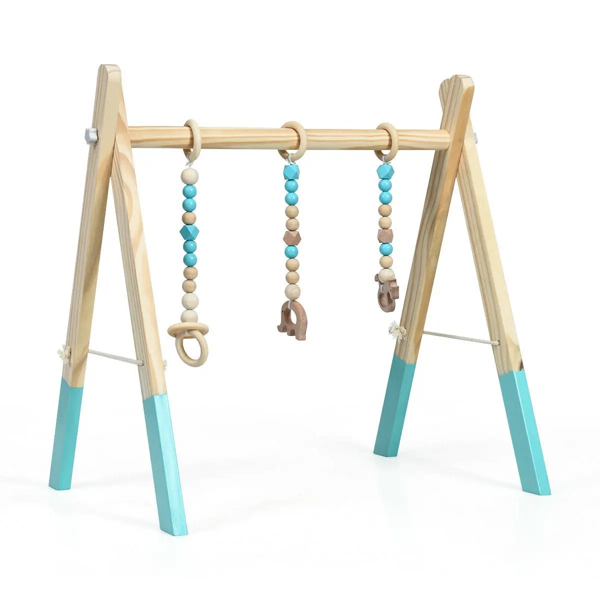 Portable 3 Wooden Newborn Baby Exercise Activity Gym Teething Toys Hanging Bar by DirectDeals