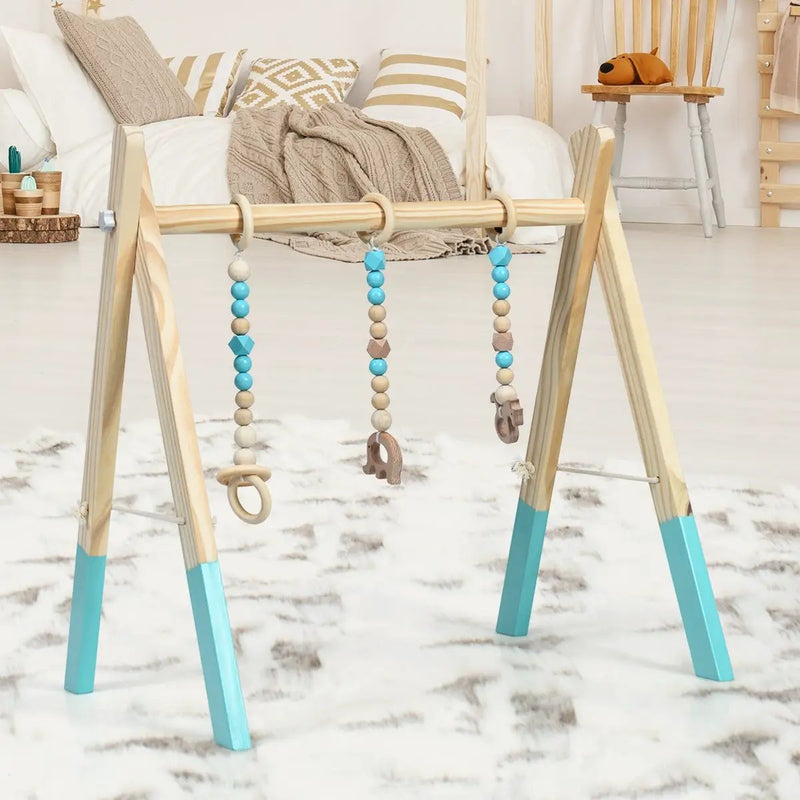 Portable 3 Wooden Newborn Baby Exercise Activity Gym Teething Toys Hanging Bar by DirectDeals