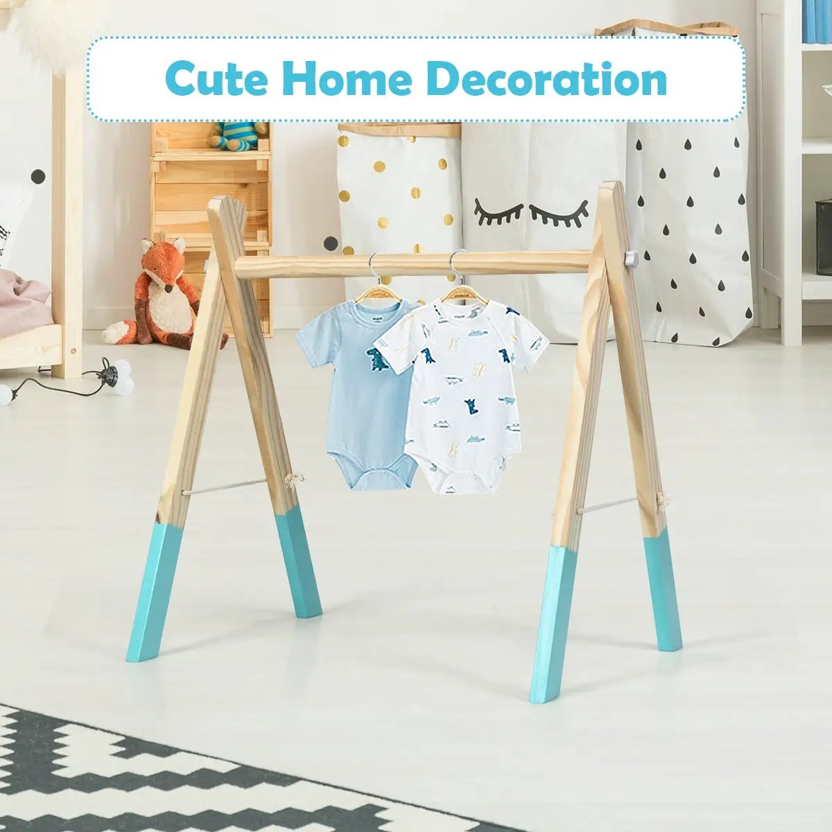 Portable 3 Wooden Newborn Baby Exercise Activity Gym Teething Toys Hanging Bar by DirectDeals