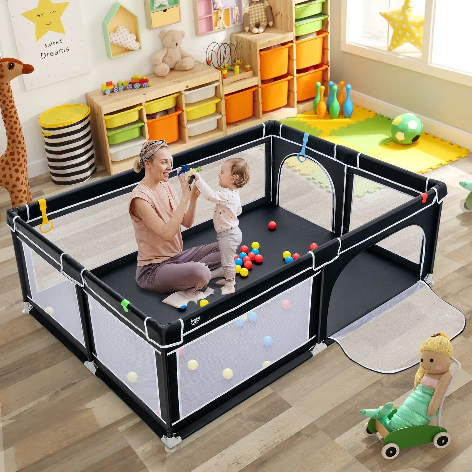 Extra-Large Safety Baby Fence with 50 Ocean Balls by DirectDeals