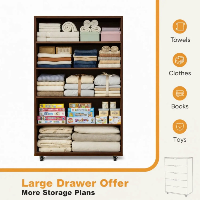 Modern 5 Drawer Dresser With Wheels by HouseOfZazla