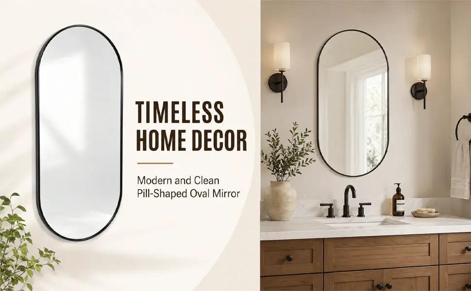 Black PVC Frame Mirror 18X40 Inch by HouseOfZazla